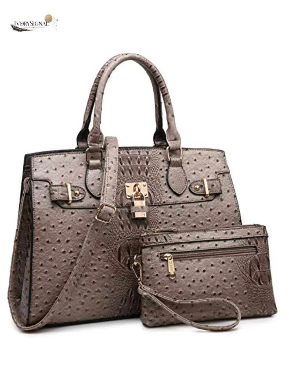 Vegan Leather Satchel Tote Handbag with Matching Wallet